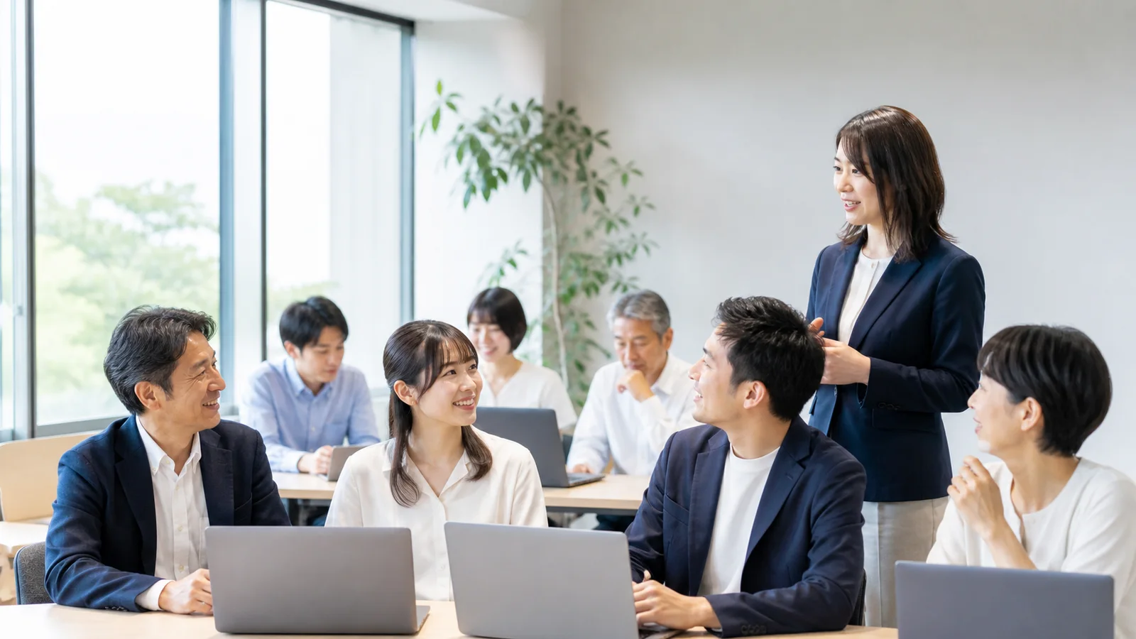 生成AIのリスキリング研修に参加する日本のビジネスパーソン