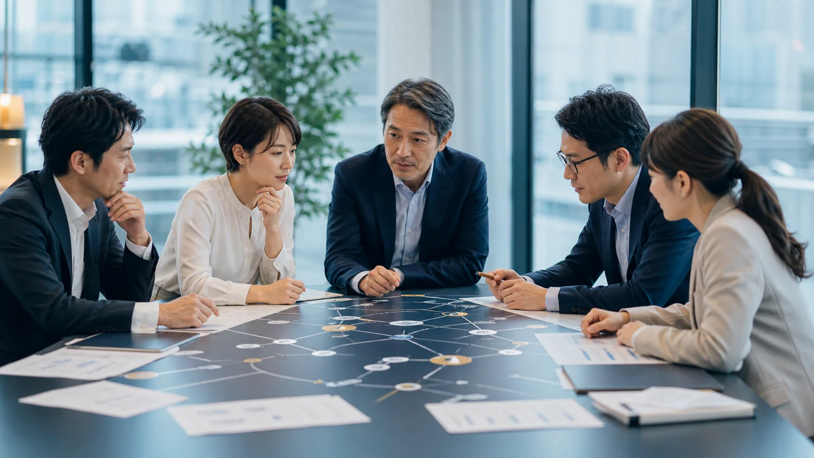 共存共栄に向けて業務連携を協議する企業担当者